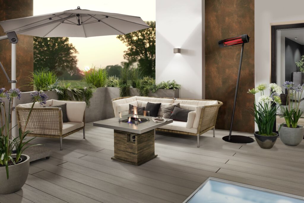 Terrasse, beheizt mit Heizstrahlern von Heatscope.